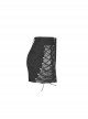 Front Zippers Side Splice Taped Woven Lace-Up Black Punk Tight Skirt