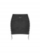 Front Zippers Side Splice Taped Woven Lace-Up Black Punk Tight Skirt