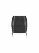 Front Zippers Side Splice Taped Woven Lace-Up Black Punk Tight Skirt