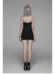Front Zippers Side Splice Taped Woven Lace-Up Black Punk Tight Skirt
