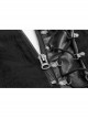 Front Zippers Side Splice Taped Woven Lace-Up Black Punk Tight Skirt