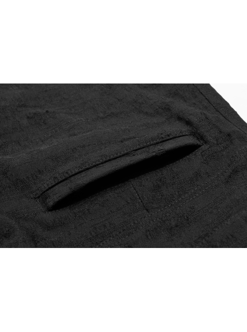 Front Zippers Side Splice Taped Woven Lace-Up Black Punk Tight Skirt