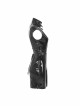 Patent Leather High Collar Chest Hollow-Out Asymmetric Front Panel Back Lace-Up Black Punk Chinese Style Tight Dress