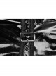 Patent Leather High Collar Chest Hollow-Out Asymmetric Front Panel Back Lace-Up Black Punk Chinese Style Tight Dress