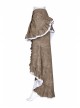 Gorgeous Dark Floral Imitation Suede Metal Buckle Leather Loop Frill Hem Khaki Punk Tight Fishtail Skirt