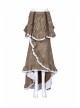 Gorgeous Dark Floral Imitation Suede Metal Buckle Leather Loop Frill Hem Khaki Punk Tight Fishtail Skirt