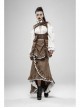 Gorgeous Dark Floral Imitation Suede Metal Buckle Leather Loop Frill Hem Khaki Punk Tight Fishtail Skirt