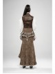 Gorgeous Dark Floral Imitation Suede Metal Buckle Leather Loop Frill Hem Khaki Punk Tight Fishtail Skirt