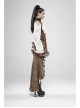 Gorgeous Dark Floral Imitation Suede Metal Buckle Leather Loop Frill Hem Khaki Punk Tight Fishtail Skirt