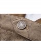 Gorgeous Dark Floral Imitation Suede Metal Buckle Leather Loop Frill Hem Khaki Punk Tight Fishtail Skirt