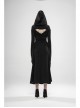 Front Chest Hollow-Out Braided Strap Metal Buckle Irregular Cutting The Cuff Black Gothic Slit Hooded Tight Dress