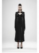 Front Chest Hollow-Out Braided Strap Metal Buckle Irregular Cutting The Cuff Black Gothic Slit Hooded Tight Dress