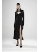 Front Chest Hollow-Out Braided Strap Metal Buckle Irregular Cutting The Cuff Black Gothic Slit Hooded Tight Dress