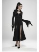 Front Chest Hollow-Out Braided Strap Metal Buckle Irregular Cutting The Cuff Black Gothic Slit Hooded Tight Dress
