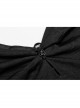 Front Chest Hollow-Out Braided Strap Metal Buckle Irregular Cutting The Cuff Black Gothic Slit Hooded Tight Dress