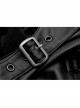 Off-Shoulder Front Chest Hollow-Out Irregular Metal Buckle Strap Side Hasp Black Punk Imitation Leather Knit Dress