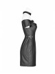 Off-Shoulder Front Chest Hollow-Out Irregular Metal Buckle Strap Side Hasp Black Punk Imitation Leather Knit Dress