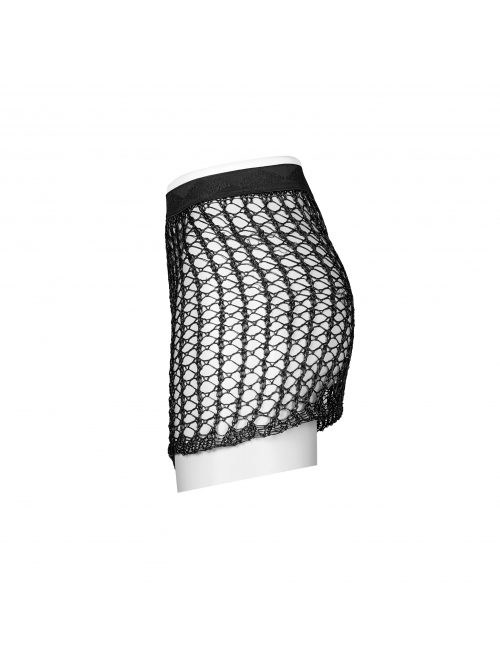 Shiny Cyber Woven Hollow-Out Black Punk Short Skirt