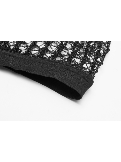 Shiny Cyber Woven Hollow-Out Black Punk Short Skirt