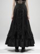 Front Waist Decal Back Lace-Up Upper Mesh Hem Wide Lotus Leaf Edge Hem Black Gothic Mist Skirt