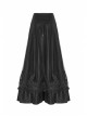 Front Waist Decal Back Lace-Up Upper Mesh Hem Wide Lotus Leaf Edge Hem Black Gothic Mist Skirt