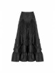 Front Waist Decal Back Lace-Up Upper Mesh Hem Wide Lotus Leaf Edge Hem Black Gothic Mist Skirt