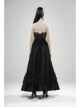 Front Waist Decal Back Lace-Up Upper Mesh Hem Wide Lotus Leaf Edge Hem Black Gothic Mist Skirt