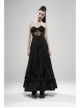 Front Waist Decal Back Lace-Up Upper Mesh Hem Wide Lotus Leaf Edge Hem Black Gothic Mist Skirt