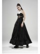 Front Waist Decal Back Lace-Up Upper Mesh Hem Wide Lotus Leaf Edge Hem Black Gothic Mist Skirt