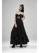 Front Waist Decal Back Lace-Up Upper Mesh Hem Wide Lotus Leaf Edge Hem Black Gothic Mist Skirt