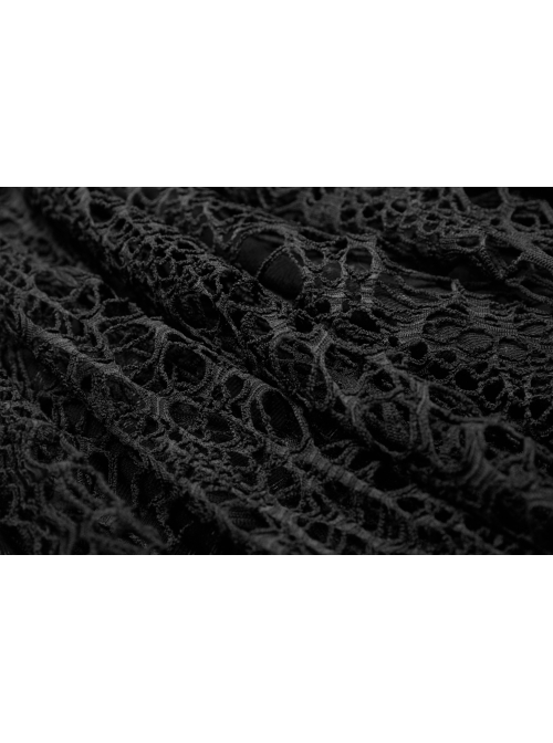 Off-Shoulder Metal Buckle Strap Metal D-Buckle Bandage Splice Irregular Dark Mesh Black Punk Knit Dress