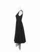 Off-Shoulder Metal Buckle Strap Metal D-Buckle Bandage Splice Irregular Dark Mesh Black Punk Knit Dress