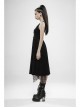 Off-Shoulder Metal Buckle Strap Metal D-Buckle Bandage Splice Irregular Dark Mesh Black Punk Knit Dress