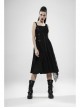 Off-Shoulder Metal Buckle Strap Metal D-Buckle Bandage Splice Irregular Dark Mesh Black Punk Knit Dress