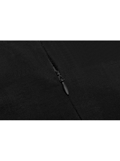 Off-Shoulder Metal Buckle Strap Metal D-Buckle Bandage Splice Irregular Dark Mesh Black Punk Knit Dress