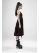 Off-Shoulder Metal Buckle Strap Metal D-Buckle Bandage Splice Irregular Dark Mesh Black And Red Plaid Punk Knit Dress