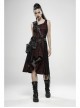Off-Shoulder Metal Buckle Strap Metal D-Buckle Bandage Splice Irregular Dark Mesh Black And Red Plaid Punk Knit Dress