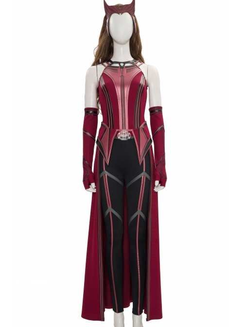 Wanda Vision Scarlet Witch Wanda Django Maximoff Battle Suit Halloween Cosplay Costume Second Version Full Set