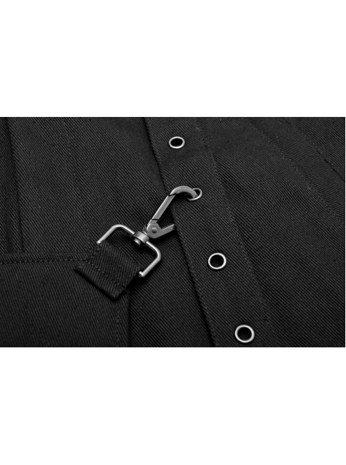 Metal Buckle Belt Metal Eyelets Strap Pleated Skirt Piece Black Punk Kilt