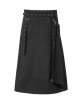 Metal Buckle Belt Metal Eyelets Strap Pleated Skirt Piece Black Punk Kilt