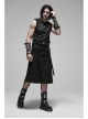Metal Buckle Belt Metal Eyelets Strap Pleated Skirt Piece Black Punk Kilt