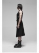 Metal Buckle Belt Metal Eyelets Strap Pleated Skirt Piece Black Punk Kilt