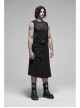 Metal Buckle Belt Metal Eyelets Strap Pleated Skirt Piece Black Punk Kilt