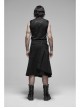 Metal Buckle Belt Metal Eyelets Strap Pleated Skirt Piece Black Punk Kilt