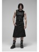 Metal Buckle Belt Metal Eyelets Strap Pleated Skirt Piece Black Punk Kilt
