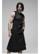 Metal Buckle Belt Metal Eyelets Strap Pleated Skirt Piece Black Punk Kilt