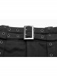 Metal Buckle Belt Metal Eyelets Strap Pleated Skirt Piece Black Punk Kilt