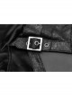 High Collar Chest Hollow-Out Metal Hasp Long Sleeves Eyelets Lace-Up Black Punk Imitation Sharkskin Knit Short Dress