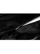 High Collar Chest Hollow-Out Metal Hasp Long Sleeves Eyelets Lace-Up Black Punk Imitation Sharkskin Knit Short Dress