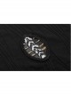 High Collar Chest Embroidery Sleeveless Irregular Lace Hem Black Punk Knit Long Dress